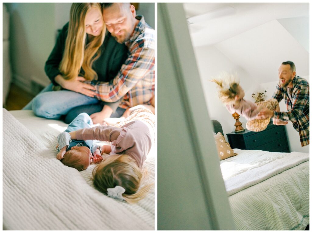 in-home newborn session in Ohio with a toddler