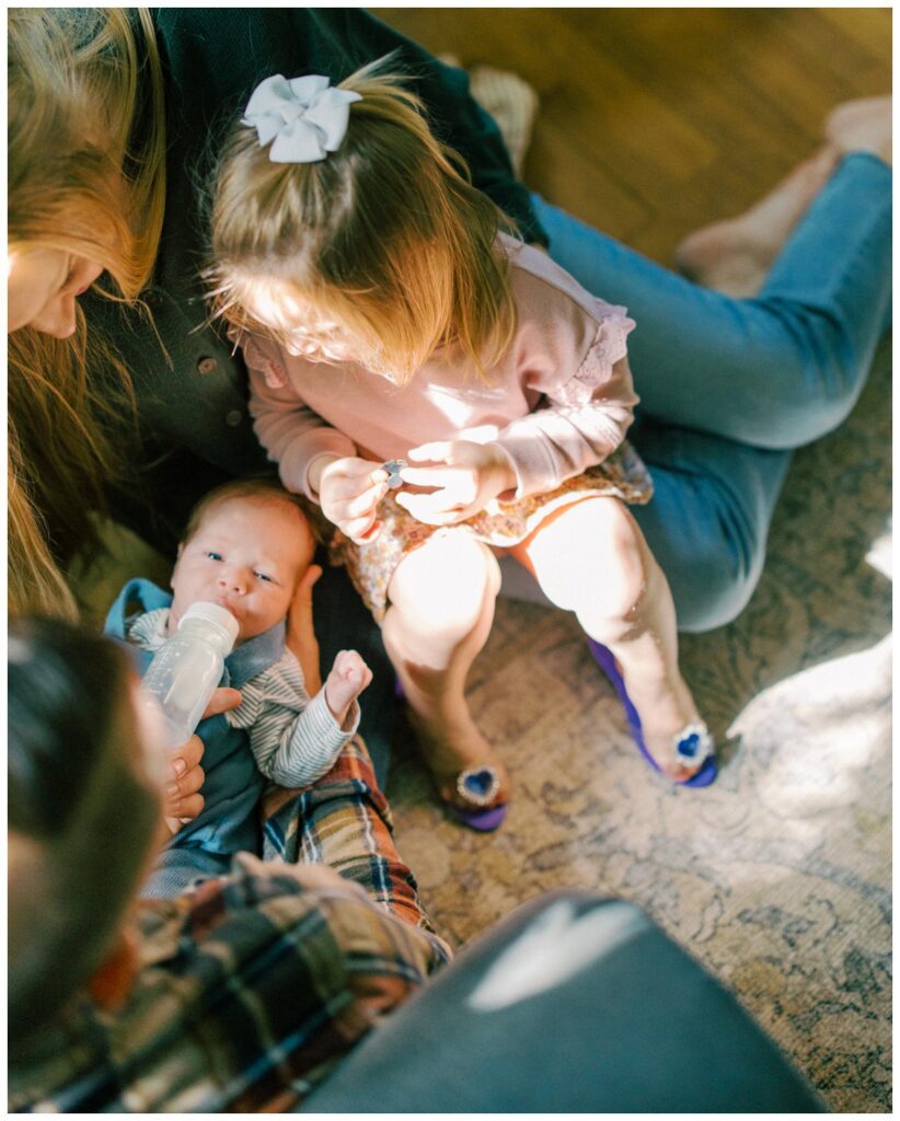 in-home newborn session in Ohio with a toddler