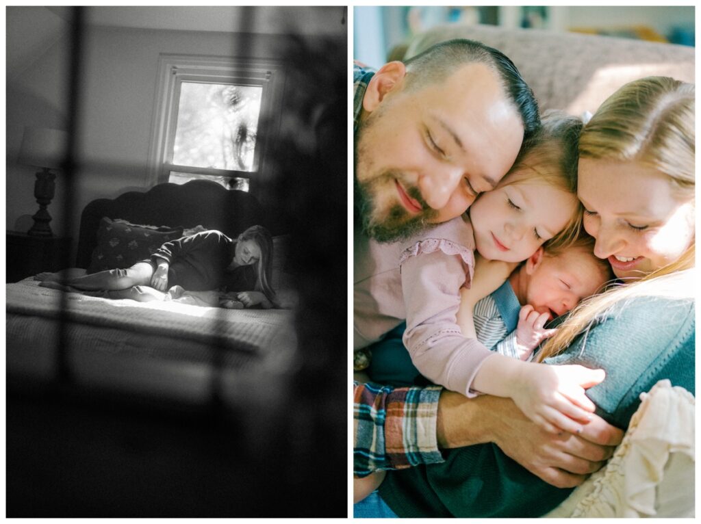 in-home newborn session in Ohio with a toddler