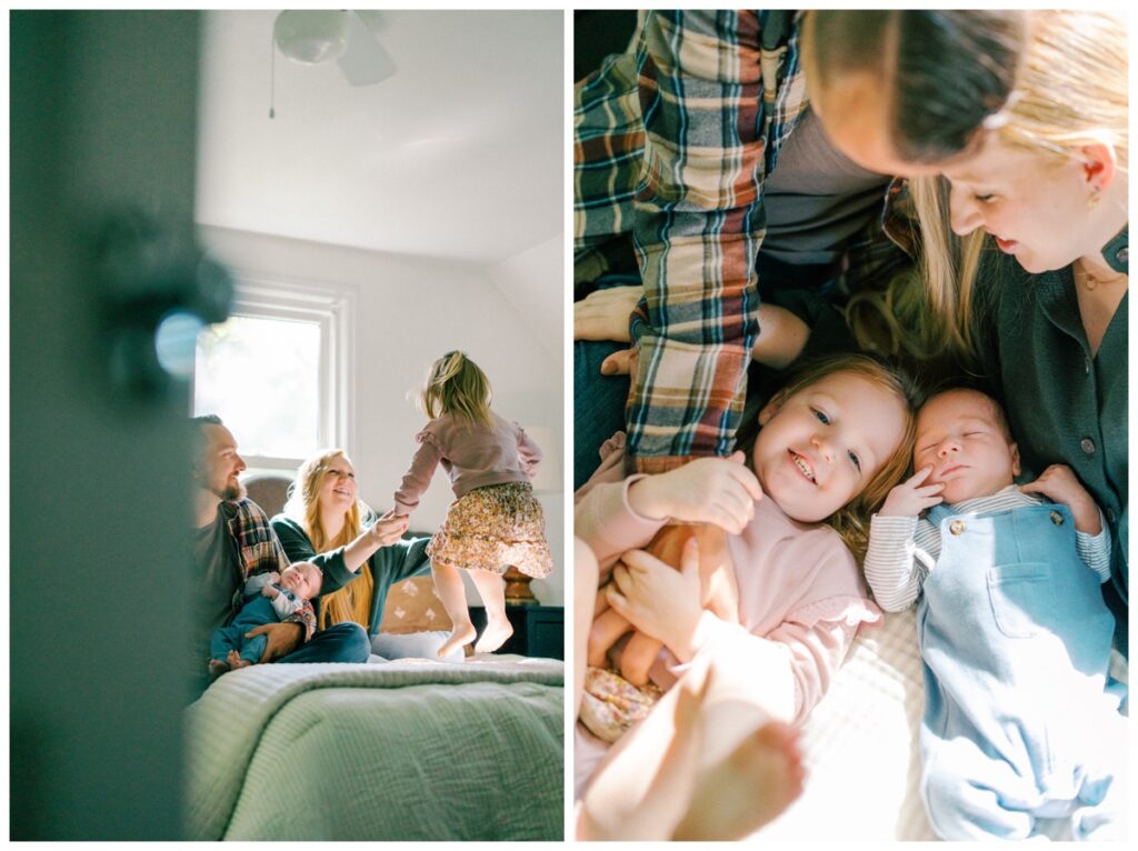 in-home newborn session in Ohio with a toddler
